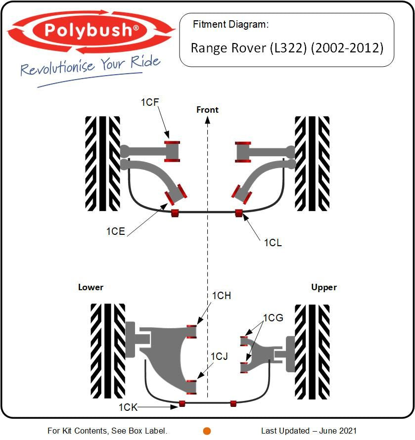 Polybush - Rear Lower Wishbone - Inner - Front Bush - Pair - L322