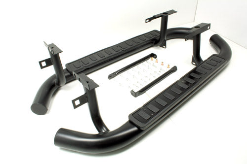 Fire & Ice - Side steps for Defender 90 - Black on Black - Pair