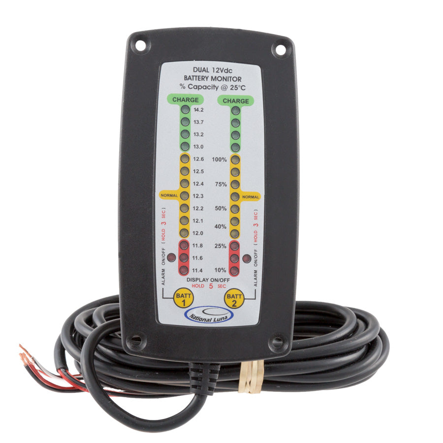 Equipt - Dual Battery Monitor with Alarm - Recessed Mount