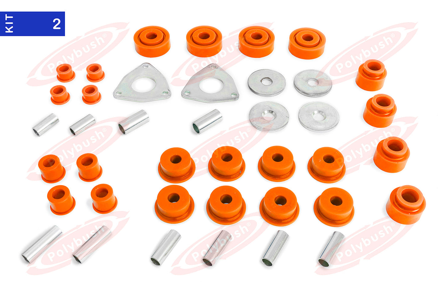 Polybush Kit - Dynamic Orange - w/ Performance - Red Pan Hard Bush