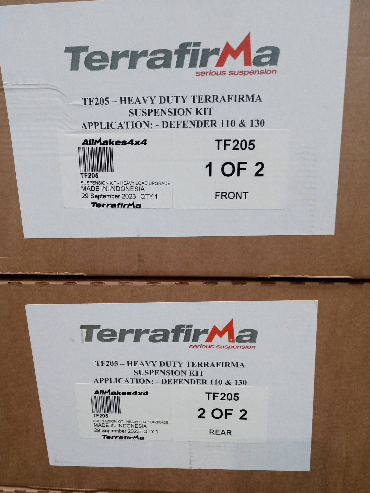 Terrafirma - All Terrain - Standard Shocks - Plus 2" Springs - Heavy Load