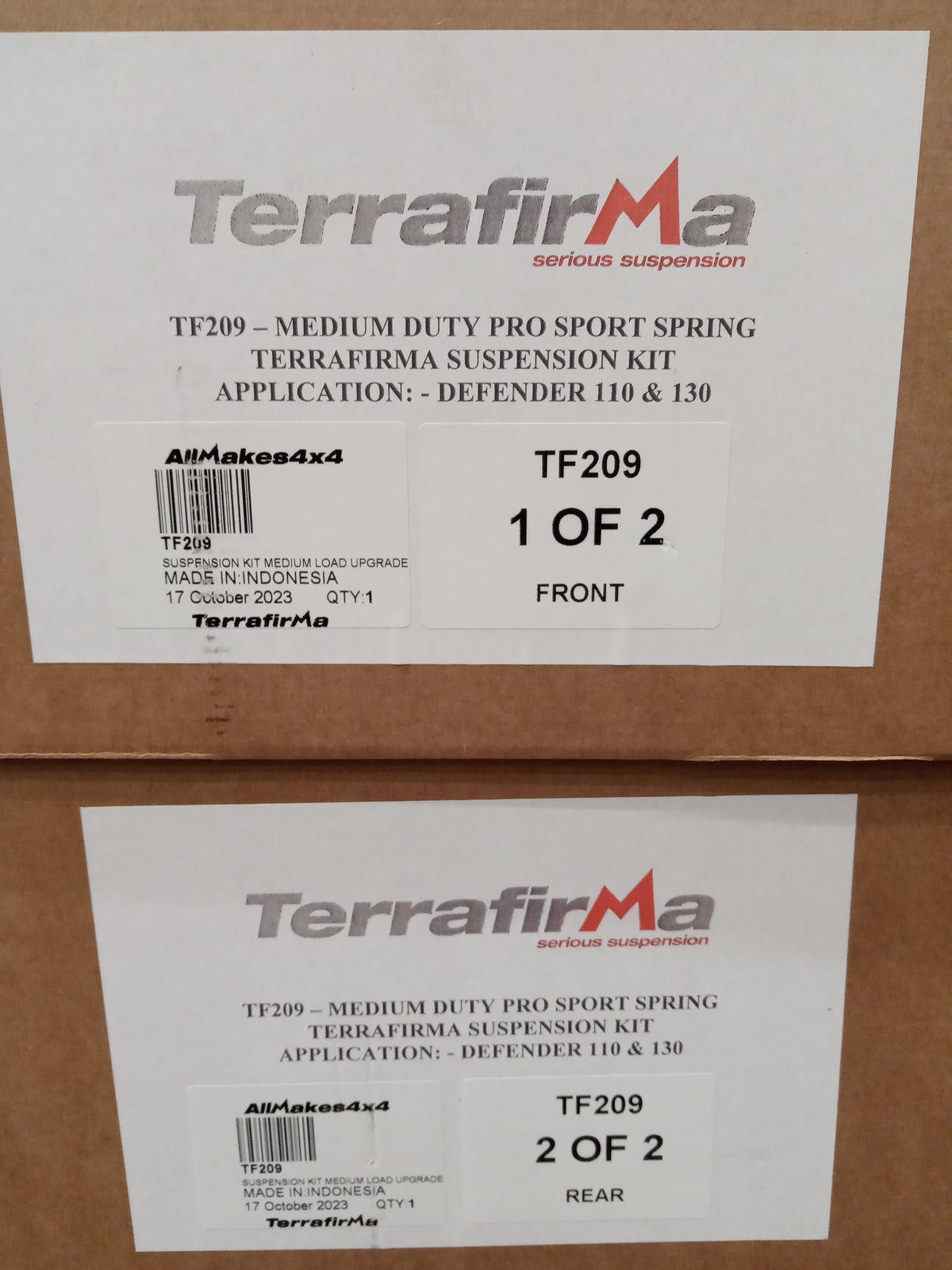 Terrafirma - Pro Sport - 2" Longer Shocks - Plus 2" Springs - Medium Load