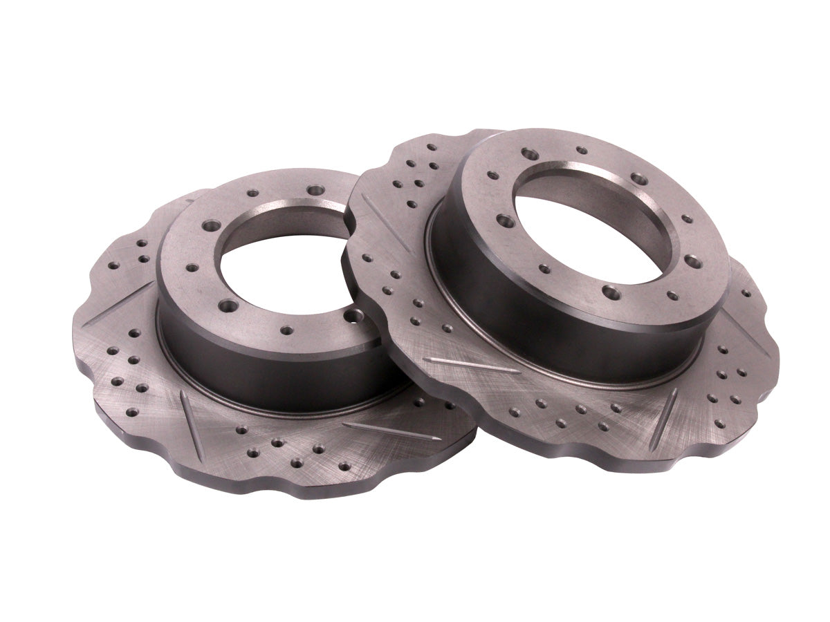 Terrafirma - Wavy Cross Drilled & Grooved Brake Disc - Solid / Rear