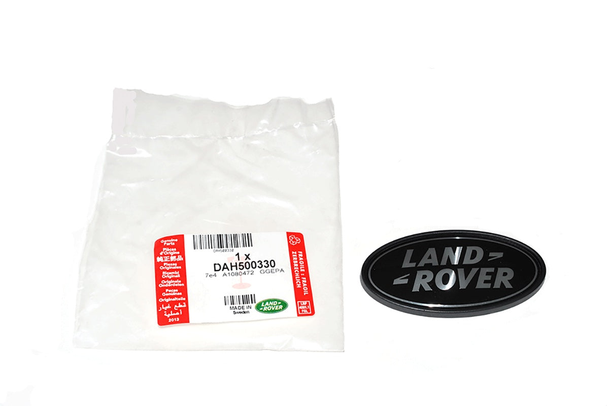 Badge Decal - "Land Rover" Oval - Black/Silver