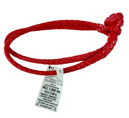 Freedom Recovery - 3/8"x9" Light Link Double D Soft Shackle MBS 35K - Fire Cracker Red