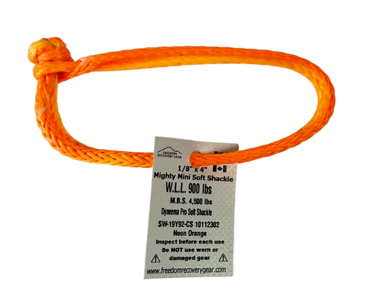 Freedom Recovery - 1/8" x 4" Super Flex Soft Shackle - High Visibility Orange