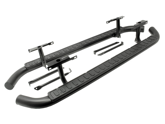 Fire & Ice - Side steps for Defender 110/130 - Black on Black - Pair