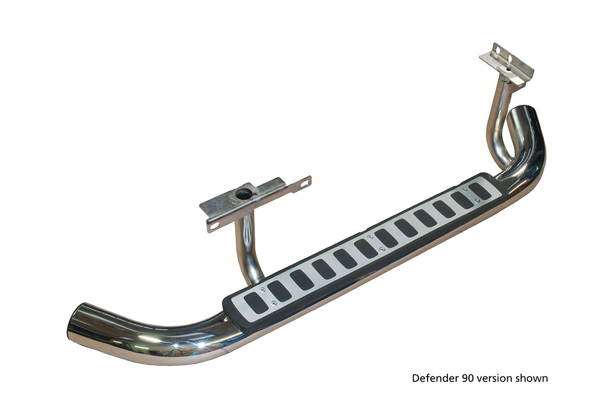 Fire & Ice - Side steps for Defender 110/130 - Polished Stainless Steel with Black pads - Pair