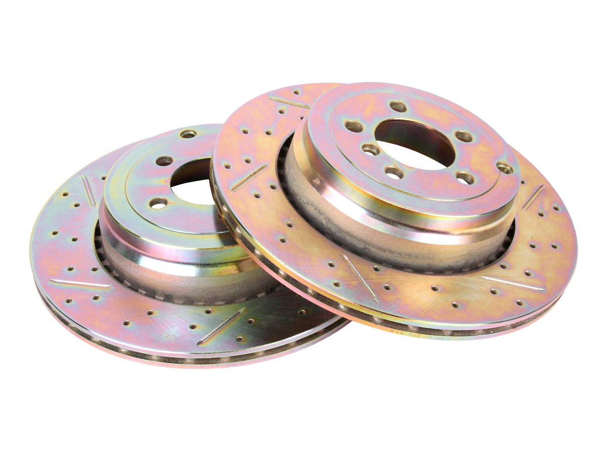 Terrafirma - Crossed Drilled & Grooved Brake Disc - Rear / Vented