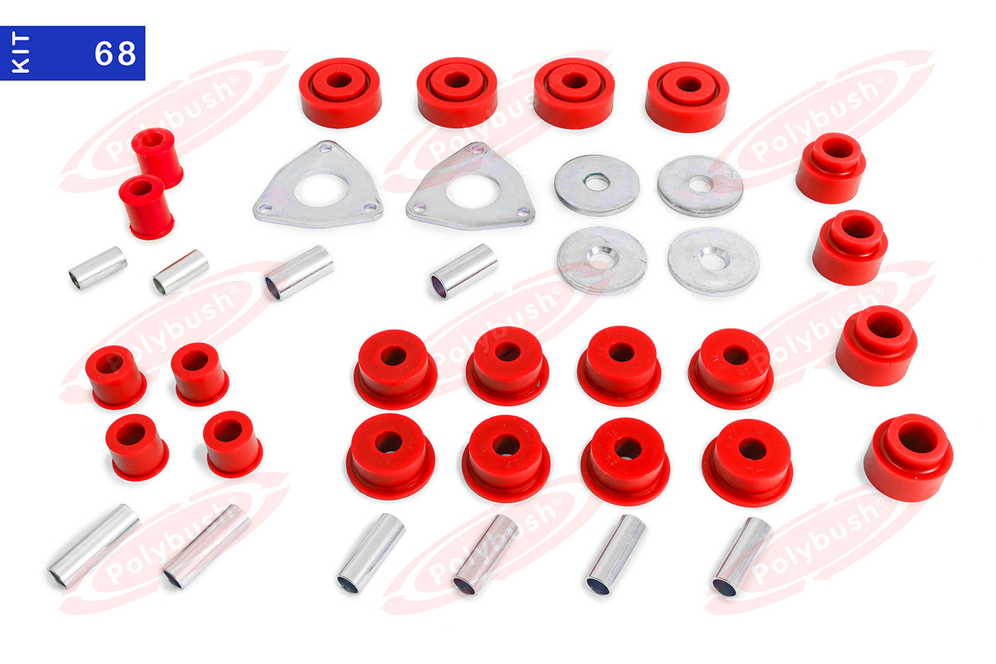 Polybush Kit - Dynamic Orange - w/ Performance - Red Pan Hard Bushing