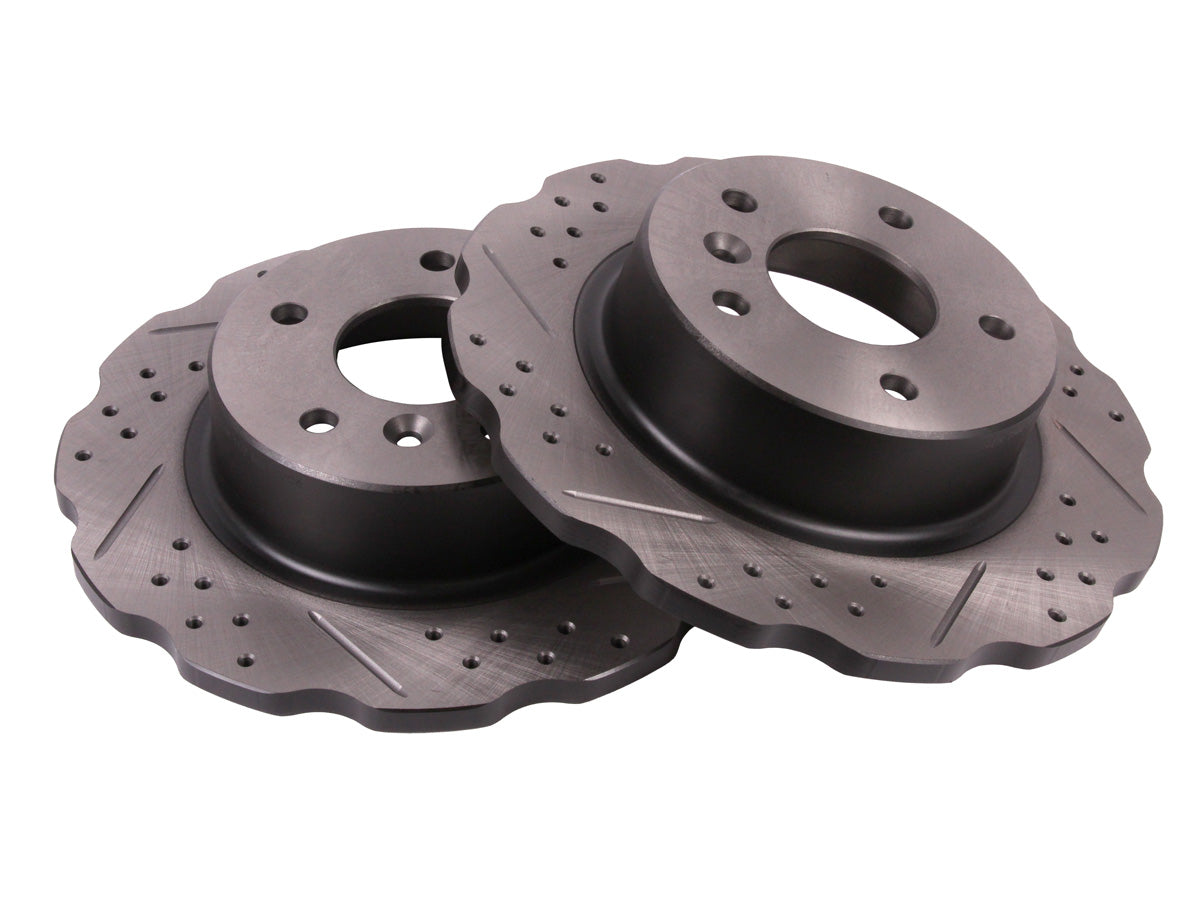 Terrafirma - Wavy Cross Drilled & Grooved Brake Disc Solid Rear