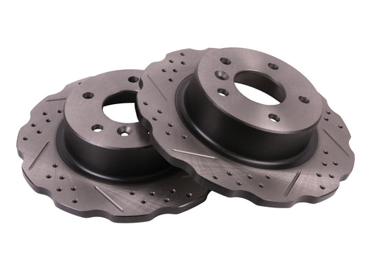 Terrafirma - Wavy Cross Drilled & Grooved Brake Disc Solid Rear - SDB000470WCDG