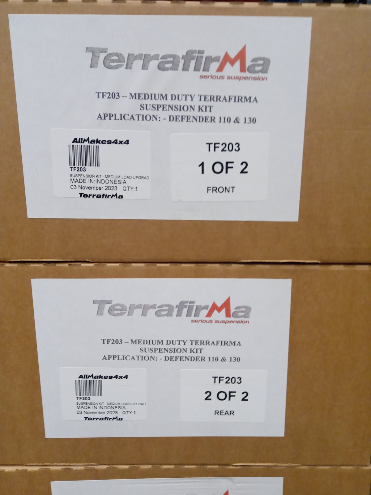 Terrafirma - All Terrain - Standard Shocks - Plus 2" Springs - Medium Load