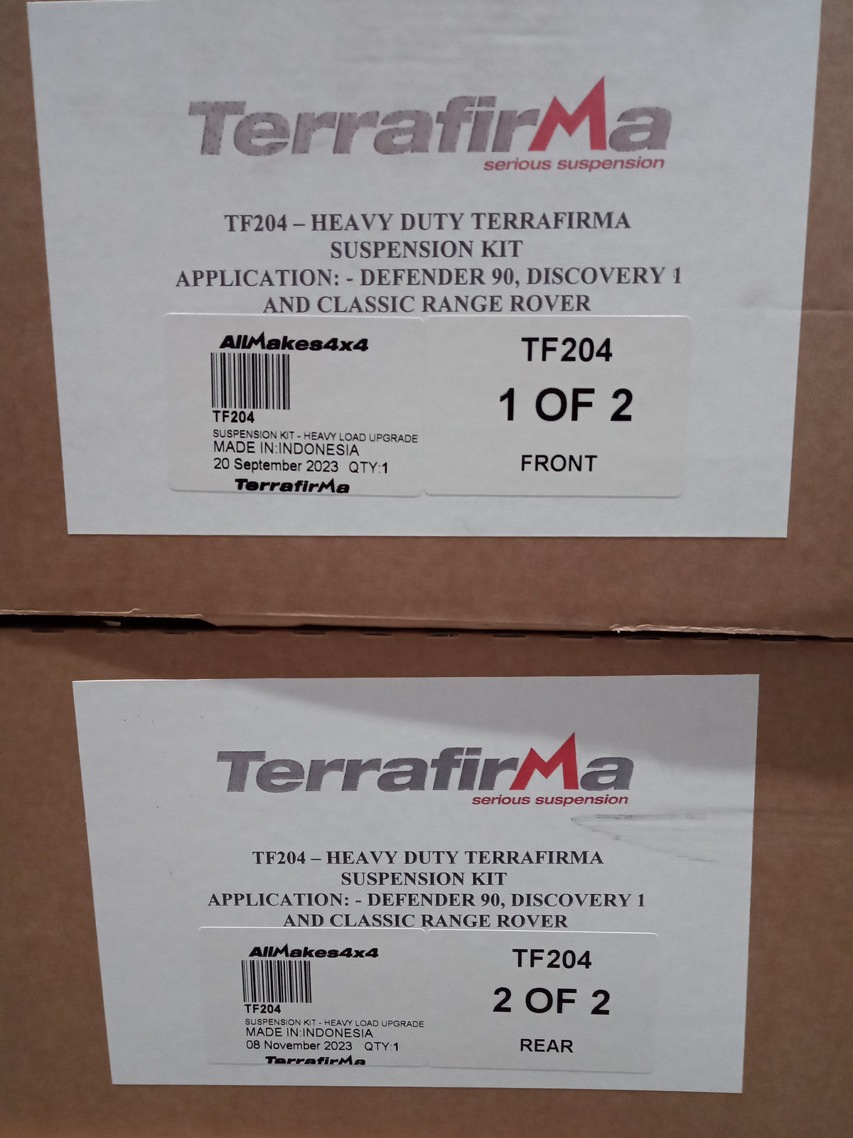 Terrafirma - All Terrain - Standard Shocks - Plus 2" Springs - Heavy Load