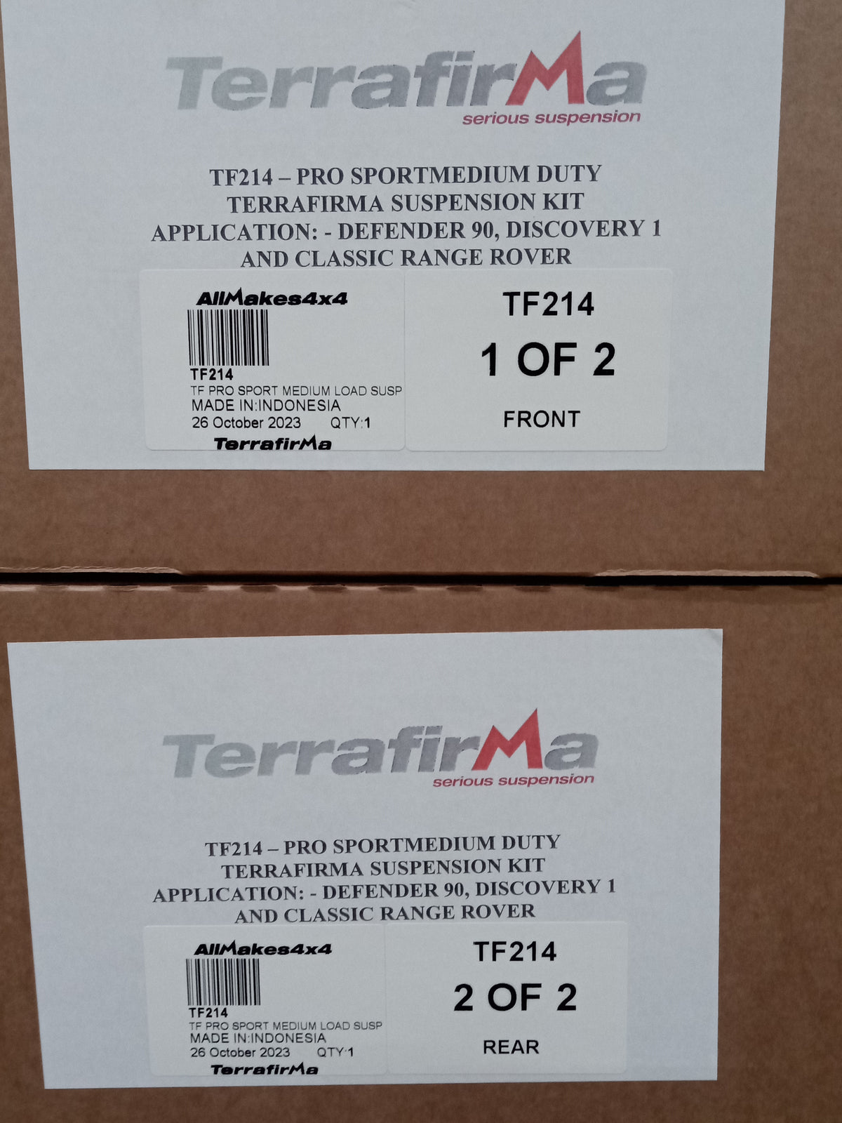 Terrafirma - Pro Sport - Standard Shocks - Plus 2" Springs - Medium Load