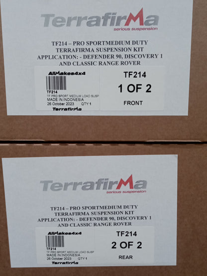 Terrafirma - Pro Sport - Standard Shocks - Plus 2" Springs - Medium Load