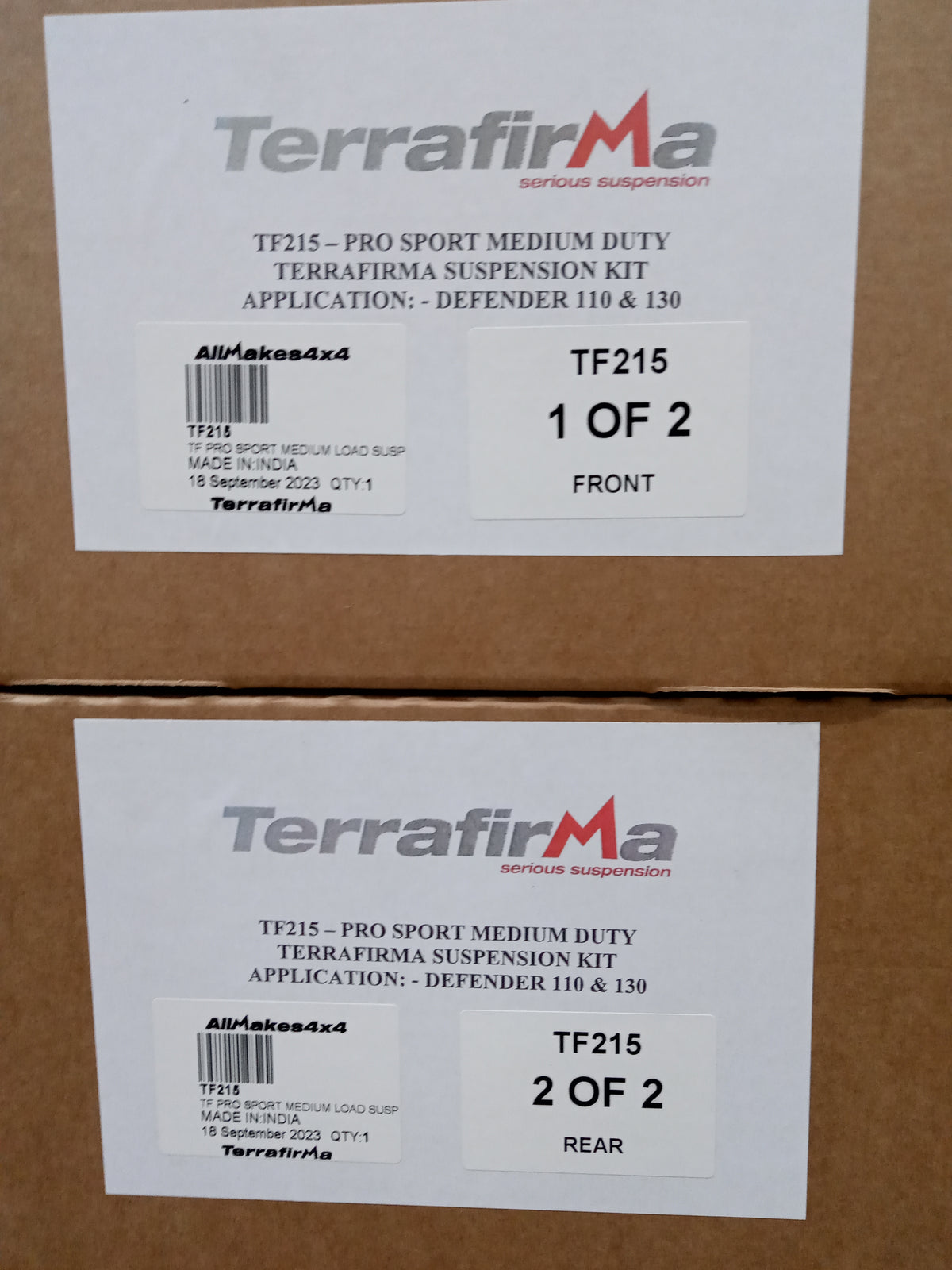 Terrafirma - Pro Sport - Standard Shocks - Plus 2" Springs - Medium Load