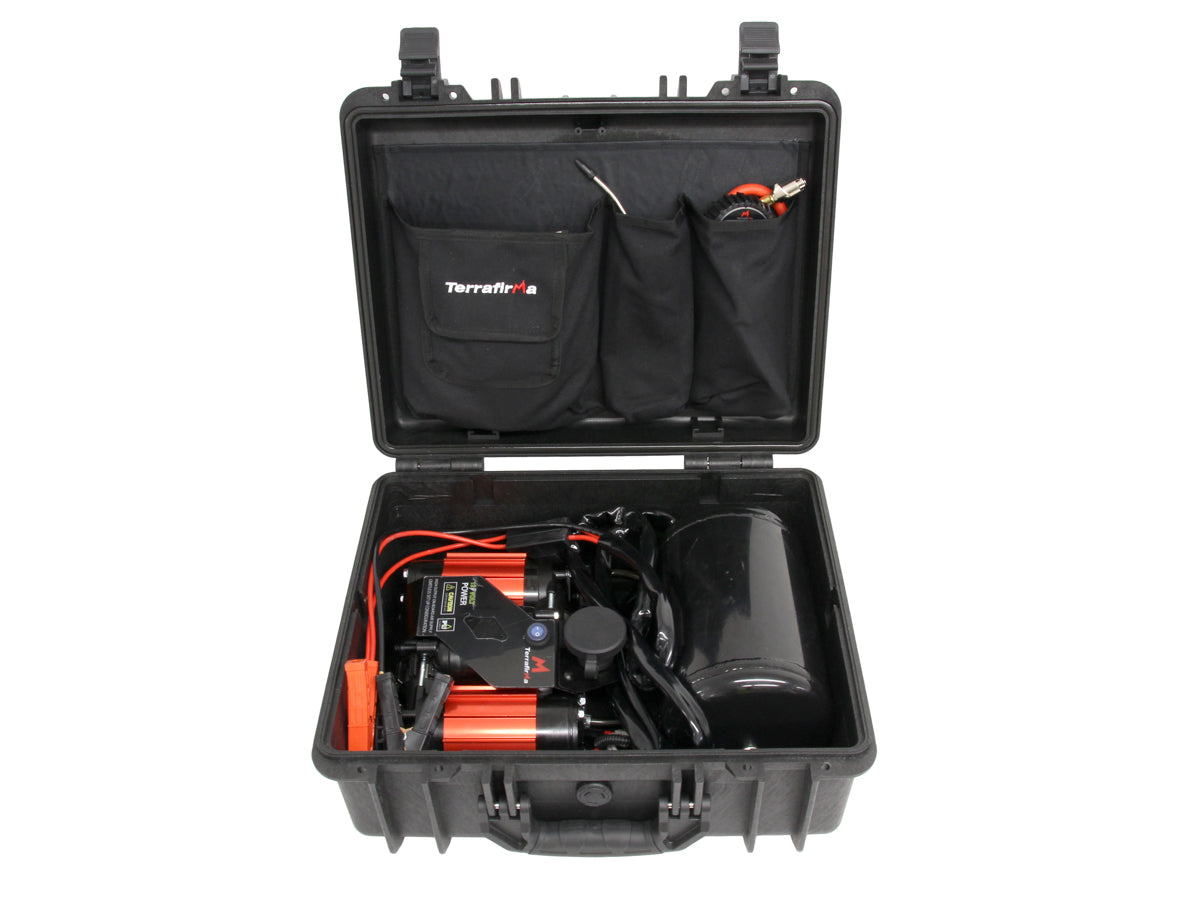 Terrafirma - Terrafirma Portable Twin 12V Compressor, Tank, Gauge & Hose in a Case