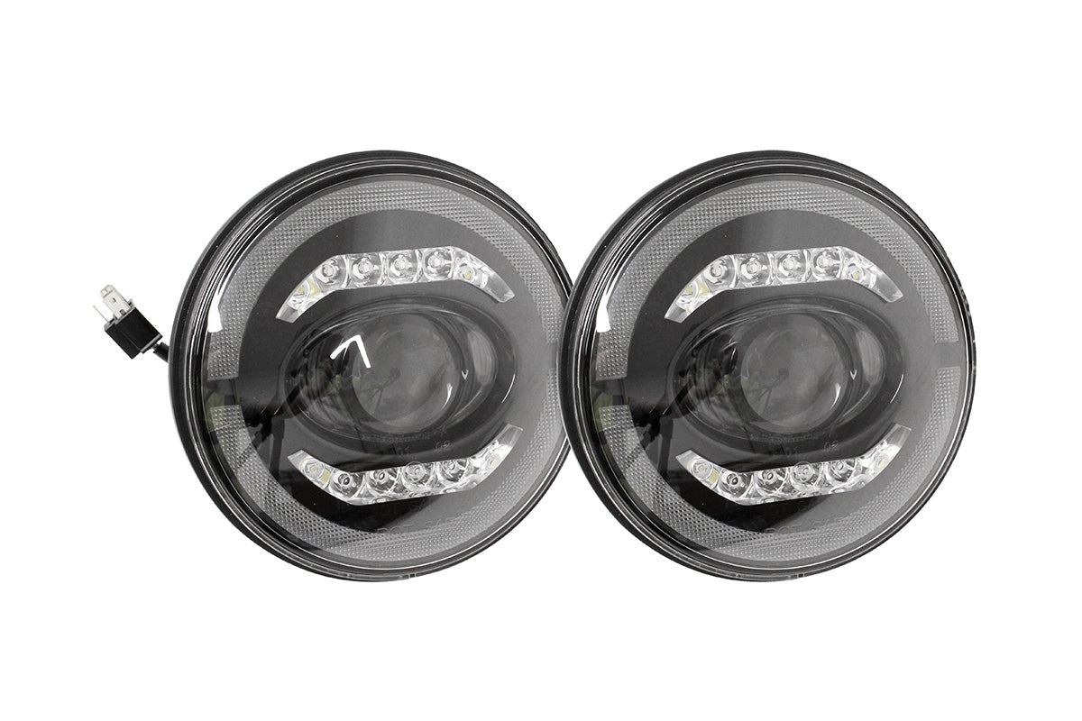 Terrafirma - Halo & Bar 7" LED Headlights - Pair - LHD
