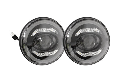 Terrafirma - Halo & Bar 7" LED Headlights - Pair - LHD