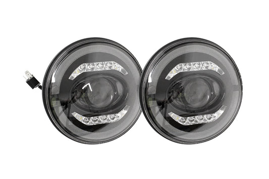 Terrafirma - Halo & Bar 7" LED Headlights - Pair - LHD