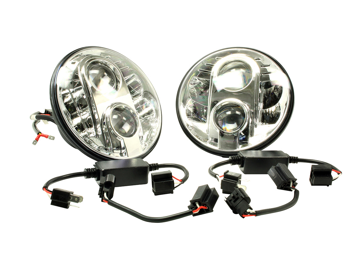 Terrafirma - 7" LED Headlights - Round - Pair - LHD