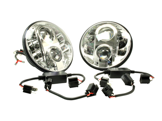 Terrafirma - 7" LED Headlights - Round - Pair - LHD