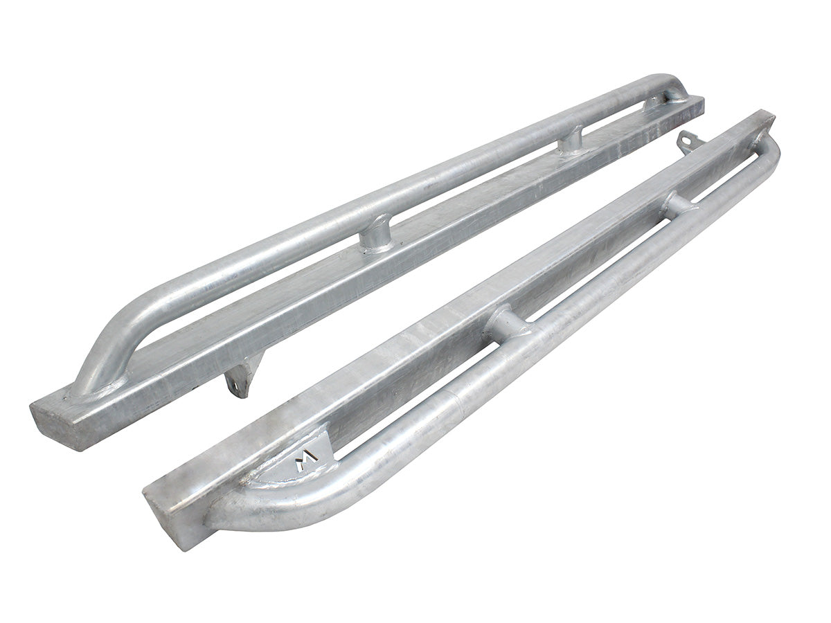 Terrafirma - Rock Sliders - Defender 90 - Galvanized - with Tree Bars
