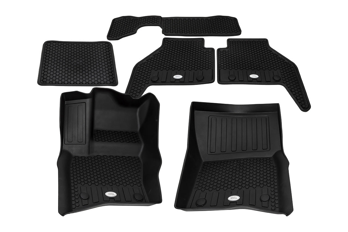 Deep Sided Rubber Mat Set - Standard Wheel Base with 3rd Row - New Defender - Genuine